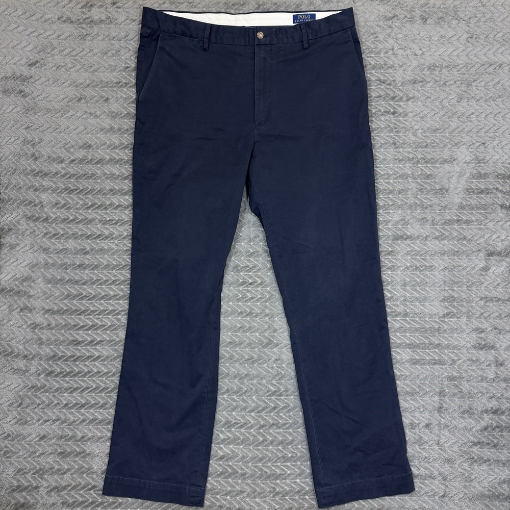 Polo Ralph Lauren Pants Men Tag 38x32/Fits 37x31 Navy Chino Cotton Casual Preppy